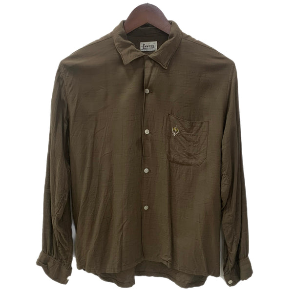 【曜日割引対象外】 ヴィンテージ vintage 60's 60s 60年代 CAMPUS レーヨンギャバジン 長袖シャツ ブラウン Mサイズ 201MT-3575 VB