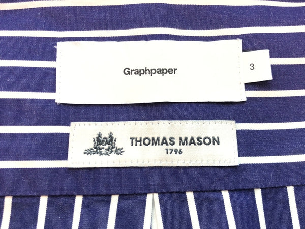 グラフペーパー Graphpaper  THOMAS MASON L/S B.D BOX SHIRT NAVY ST カラーシャツ フロントボタン 紺 ブルー 青 GM191-50033B 3 長袖シャツ ストライプ ネイビー 104MT-54