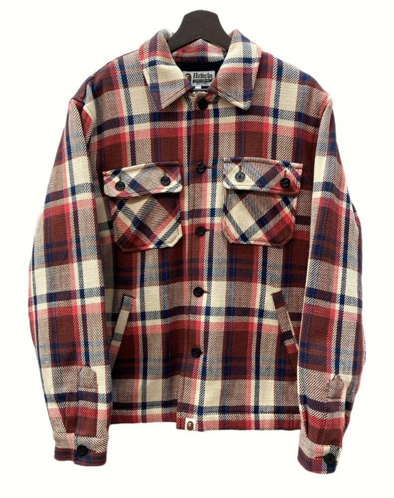 アベイシングエイプ A BATHING APE 23AW BAPE CHECK CPO JACKET ベイプ チェック ジャケット アンカーボタン  ボア ラブジェネチェック 001LJJ801010M ジャケット チェック マルチカラー Lサイズ 104MT-588 | 古着通販のドンドンサガール