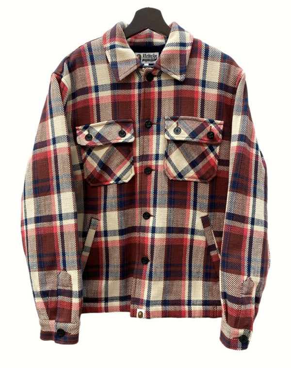 アベイシングエイプ A BATHING APE 23AW BAPE CHECK CPO JACKET ベイプ チェック ジャケット アンカーボタン ボア ラブジェネチェック 001LJJ801010M ジャケット チェック マルチカラー Lサイズ 104MT-588