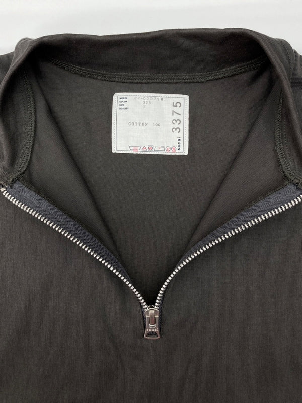 サカイ sacai 24SS Cotton Jersey Pullover ハーフジップ プルオーバー ポロシャツ 半袖 灰 24-03375M サイズ 2 半袖ポロシャツ 無地 グレー 104MT-2088