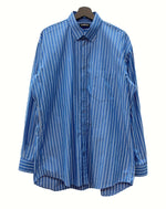 バレンシアガ BALENCIAGA Back Logo Stripe Shirt バック ロゴ ストライプ シャツ 長袖 ボタンダウン オーバーサイズ 白 青 508465 TBM12 サイズ 39 長袖シャツ ストライプ ブルー 104MT-971