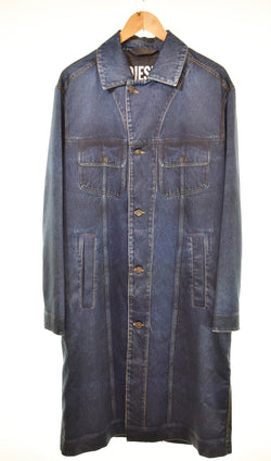 ディーゼル DIESEL  22SS G-KOEN ステンカラーコート スプリングコート ロング シングル プリント デニム柄 A06066 ジャケット ブルー Sサイズ 103MT-3150
