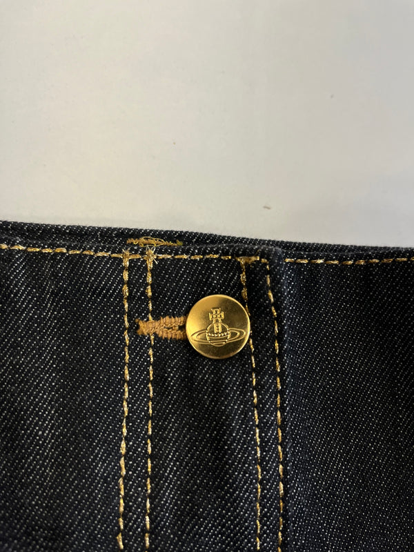 ヴィヴィアン・ウエストウッド Vivienne Westwood ロゴ刺繍 デニムスカート インディゴ スカート ネイビー Ｍサイズ 101LB-36