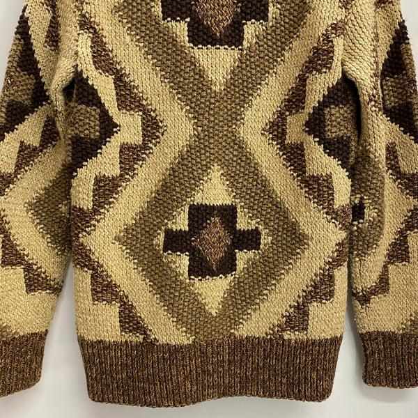 【曜日割引対象外】 ダブルアールエル RRL ハンドニット リネンブレンド ショールカラー カーディガン セーター ブラウン XSサイズ 201MT-4231 VB