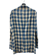 ダブルアールエル RRL 90s 90年代 三ツ星タグ 三角タグ リネン テーラードジャケット USA製 生成り 青  ジャケット チェック ブルー Sサイズ 104MT-2020