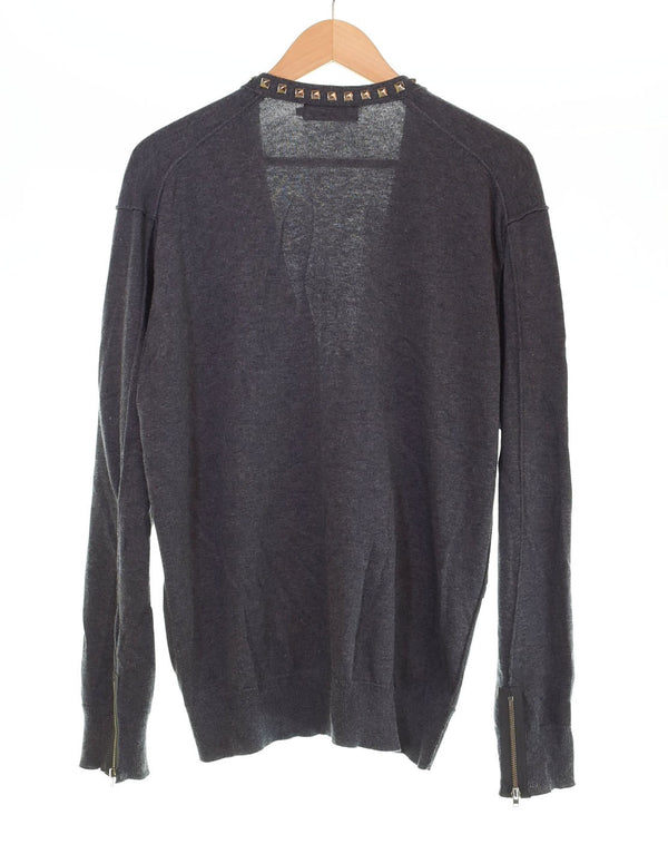 ヒステリックグラマー HYSTERIC GLAMOUR 21AW スタッズ ジッパー カーディガン ZIPPER STUDS 02182ND02 カーディガン グレー Mサイズ 103MT-2765