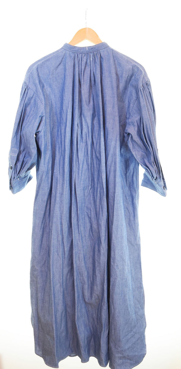 ハイク HYKE CHAMBRAY GATHERED DRESS シャンブレー ギャザー ワンピース 青 ワンピース ブルー 1 103LT-115