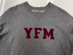 ヨウジヤマモト Yohji Yamamoto Y's for men 茶タグ YFM レタリング 前Ｖ はめ込みＶ ガゼット サイドリブ カレッジ トレーナー 灰色 サイズ3 スウェット ロゴ グレー 104MT-2186