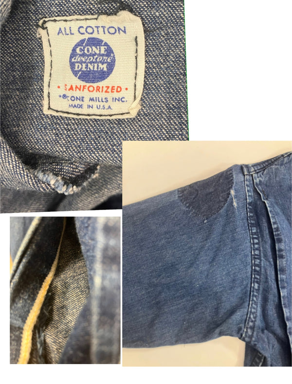 ヴィンテージ vintage 60's 60年代 CONE DENIM デニムジャケット ワークジャケット ブルゾン TALON ZIPPER 耳付き ジャケット ブルー 101MT-4790