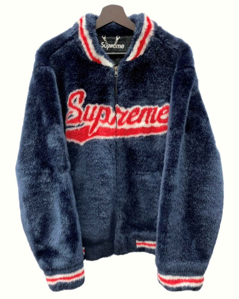 シュプリーム SUPREME 20SS Faux Fur Varsity Jacket フェイク ファー バーシティ ジャケット ベースボール  スタジャン 紺 ジャケット ロゴ ネイビー Lサイズ 104MT-562 | 古着通販のドンドンサガール