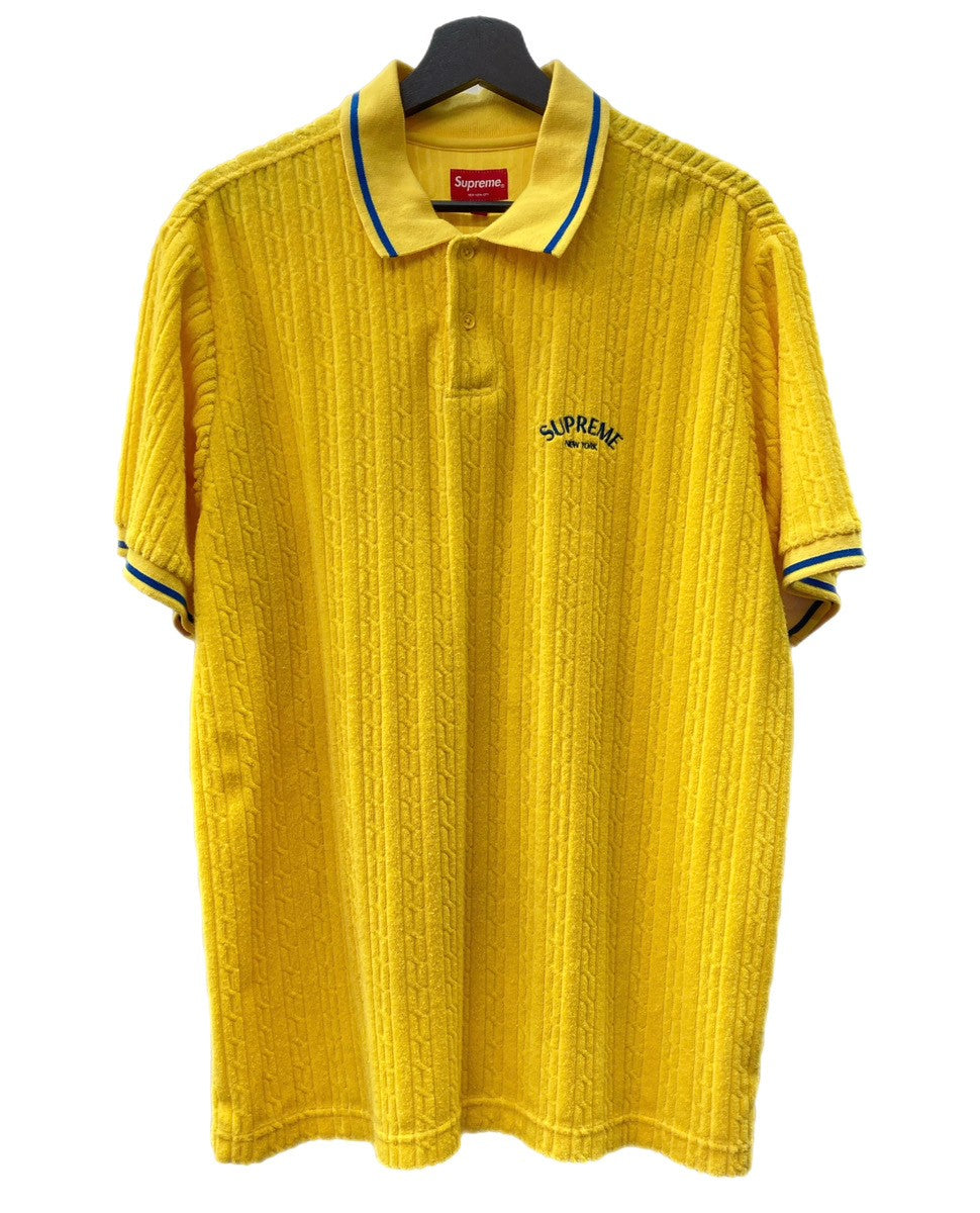 シュプリーム SUPREME 刺繍 パイル生地 ロゴ ライン 半袖 黄色 半袖 