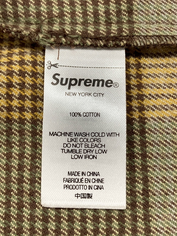 シュプリーム SUPREME 21AW PLAID FLANNEL SHIRT ロングスリーブ シャツ OLIVE オリーブ  長袖シャツ グレンチェック イエロー Sサイズ 104MT-757