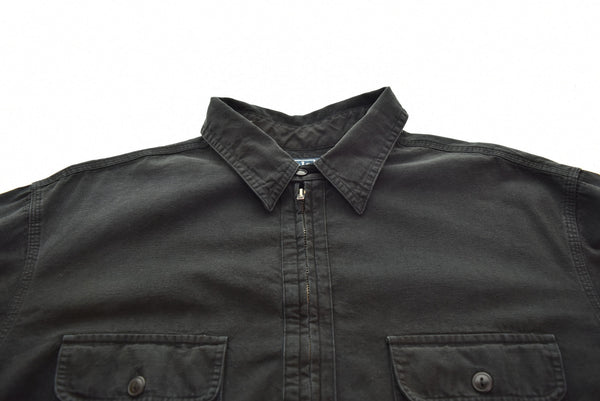 ラルフローレン RalphLauren 90s ハーフジップシャツ TALONジップ チンストラップ 長袖シャツ ブラック LLサイズ 103MT-2654