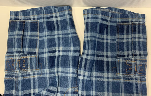 アベイシングエイプ A BATHING APE CHECK 6 POCKET DENIM SHORTS 001DSK301003M ハーフパンツ ブルー Mサイズ 201MB-1156