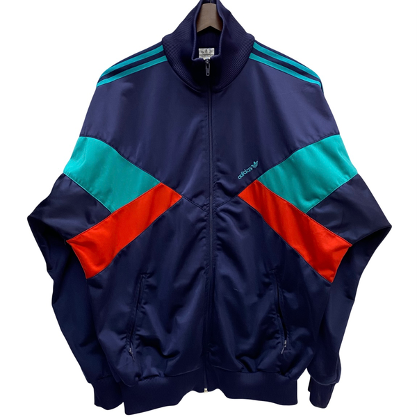 【曜日割引対象外】 アディダス adidas 80's 90's トラックジャケット ジャージ ネイビー Lサイズ 201MT-4739 VB
