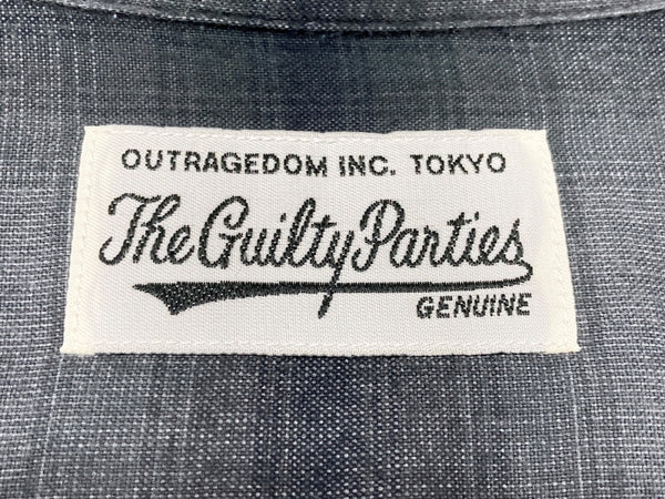 ワコマリア WACKO MARIA OMBRE CHECK OPEN COLLAR SHIRT オンブレ チェック オープンカラー 長袖 シャツ 黒 長袖シャツ チェック ブラック Lサイズ 104MT-1744