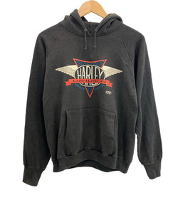 ハーレーダビッドソン HARLEY DAVIDSON 80's 80年代 3D エンブレム vintage ヴィンテージ ロゴ プリント パーカ ブラック Lサイズ 101MT-4238