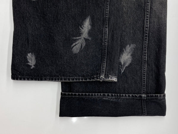 エムエーエスユー MASU BOYS FEATHER BAGGY JEANS フェザー バギー ジーンズ エンジェル 羽 ジップフライ デニム 黒 総柄 MBFW-PTB224L デニム ブラック サイズ 44 104MB-276