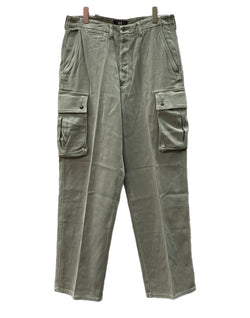 ダブルアールエル RRL 90s CARGO PANTS カーゴ パンツ ボタンフライ ワーク トラウザーズ 三ツ星タグ USA製 Ralph Lauren 緑 無地 カーゴパンツ カーキ 31×32 104MB-340
