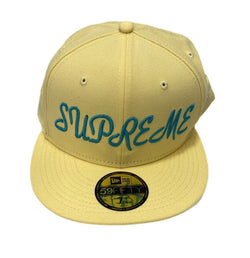 シュプリーム SUPREME Script NEW ERA PALE YELLOW ニューエラ ロゴ刺繍 帽子 メンズ帽子 キャップ イエロー 101hat-100