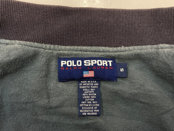 ラルフローレン RalphLauren SPORT 90s Souvenir Jacket スカジャン 横須賀ジャンパー チェーンステッチ USA製 POLO サテン 紺 ジャケット ロゴ ネイビー Sサイズ 104MT-1477