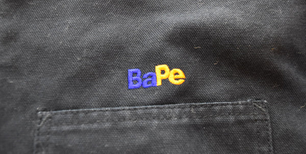 アベイシングエイプ A BATHING APE  00s 襟コーデュロイ ブランケットカバーオール ジャケット ネイビー Lサイズ 103MT-3516