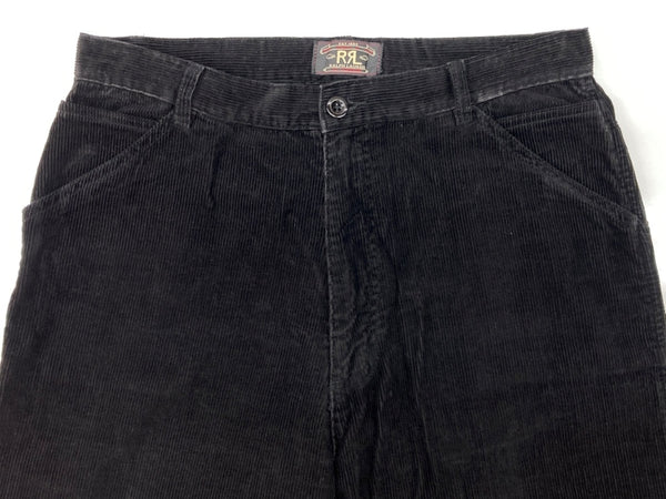 ダブルアールエル RRL 90s CORDUROY PANTS コーデュロイ パンツ ジップフライ ワーク トラウザーズ 三ツ星タグ Ralph Lauren 黒 無地 ボトムスその他 ブラック 34×33 104MB-348