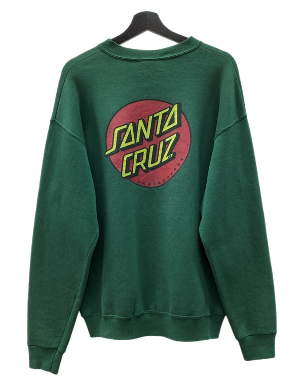 サンタクルーズ SANTA CRUZ 90s CREWNECK SWEATSHIRT クルーネック スウェット NHSタグ USA製 トレーナー プリント 緑 スウェット ロゴ グリーン Lサイズ 104MT-1701