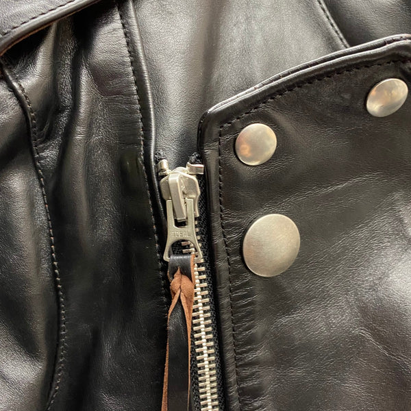 【曜日割引対象外】 アメカジ系 leather item ダブル レザー ライダースジャケット IDEAL CONMAR ZIPPER ジャケット ブラック 201MT-3735 VB