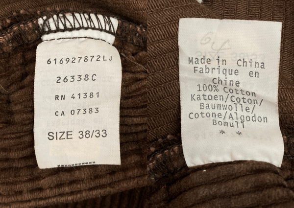 ダブルアールエル RRL 90s CORDUROY PANTS コーデュロイ パンツ ボタンフライ ワーク トラウザーズ 三ツ星タグ Ralph Lauren 茶 無地 ボトムスその他 ブラウン 38×33 104MB-347