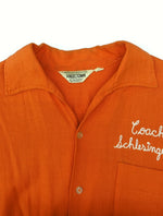 ヴィンテージ vintage 60s 70s Bowling Shirt ボーリング シャツ ANGEL TOWN 刺繍タグ チェーン オープンカラー 半袖 半袖シャツ 刺繍 オレンジ Mサイズ 104MT-1222