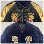 【曜日割引対象外】 東洋エンタープライズ TOYO ENTERPRISE 蛇髑髏 ヘビドクロ 別珍 サテンキルティング スカジャン ジャケット ネイビー Mサイズ 201MT-4273 VB