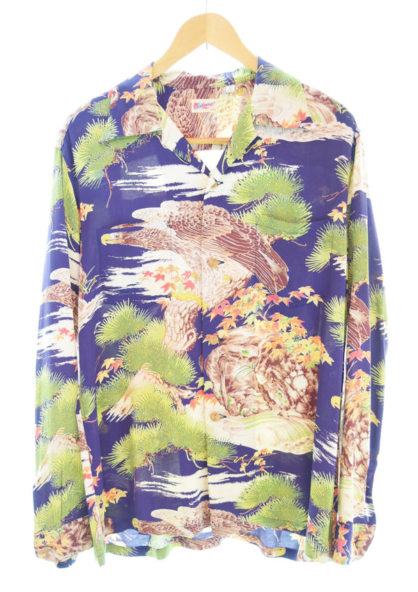 サンサーフ SUN SURF  アロハシャツ BIG EAGLE レーヨンシャツ  SS24846 長袖シャツ Lサイズ 103MT-2141