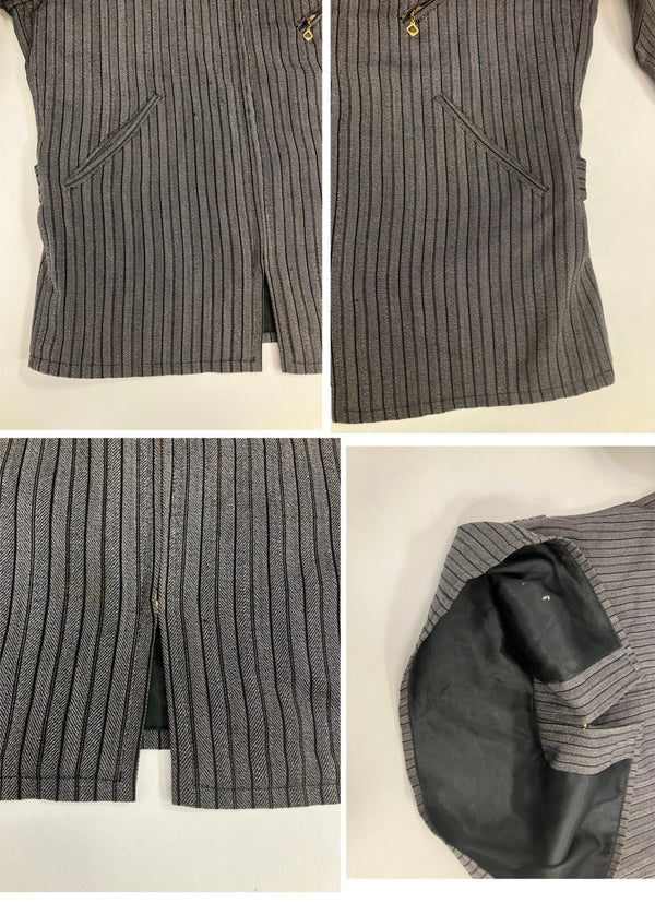 ヴィンテージ vintage 40's 50's 40～50年代 The Allen MFG.CO. ウールギャバジン スポーツジャケット ゴマ塩 ストライプ 菱形TALON ZIP - ジャケット グレー 101MT-4995