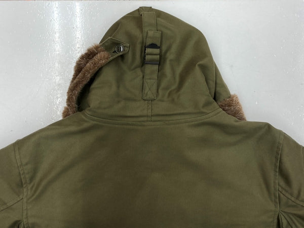 ヒューストン HOUSTON B-9 FLIGHT COAT フライト コート ファー 裏キルティング ジップアップ ミリタリー アウター ジャケット 緑 サイズ 40R ジャケット 無地 カーキ 104MT-1442