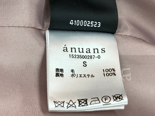 アニュアンス  anuans ウール トレンチコート スタンドカラー チェスター ラグラン ドレープ スロートタブ オーバーサイズ PINK 1523500287-0 コート 無地 ピンク Sサイズ 104LT-250