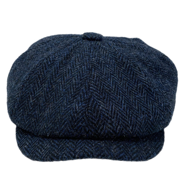 【中古】ハリスツイード MANNIX HAT Co  8パネル 帽子 メンズ帽子 ハンチング・キャスケット ネイビー 201goods-798