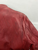 ショット SCHOTT LEATHER JACKET レザー ジャケット サイドライン シングル ライダース アウター CLASSIC RACER 赤 3181010 ジャケット ライン レッド Lサイズ 104MT-896