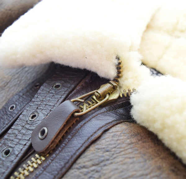 アビレックス AVIREX B-3 フライト ジャケット ムートン羊革 ボア レザー ジャケット ボンバー ジャケット MADE IN USA  42 ジャケット ブラウン 103MT-2213