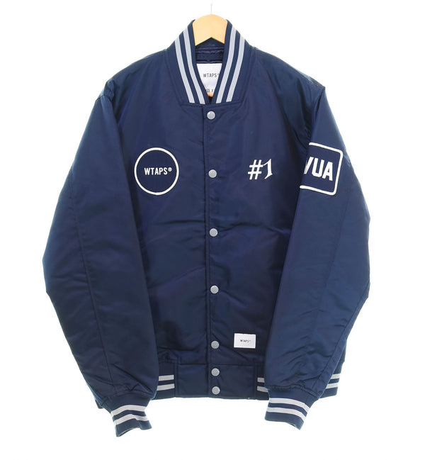 ダブルタップス WTAPS 18SS BENCH JACKET ベンチ ジャケット スタジャン サテン スタジアムジャケット  181TQDT-JKM02  1 ジャケット ネイビー 103MT-2382
