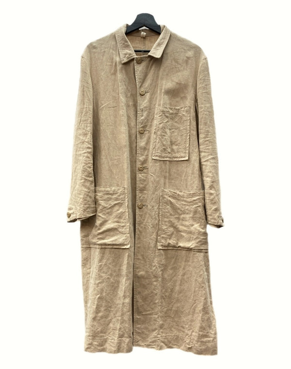 アーツアンドサイエンス ARTS&SCIENCE LINEN COAT リネン コート 麻 ロング丈 胸ポケット 薄茶 サイズ 3 コート 無地 ベージュ 104MT-1054