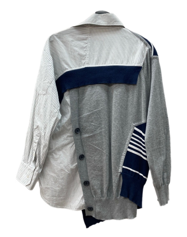 カラー kolor 20SS ASYMMETRY KNIT DOCKING L/S SHIRT アシンメトリー ニット ドッキング 長袖 シャツ 白 灰 紺 20SCL-N01304 サイズ 2 セーター 総柄 マルチカラー 104MT-1576