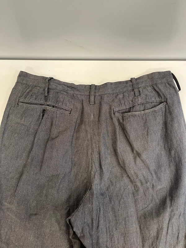 ザクルーキッドテイラー The crooked Tailor コットンリネンパンツ トラウザーズパンツ 黒 ボタンフライ スラックス ブラック 101MB-737