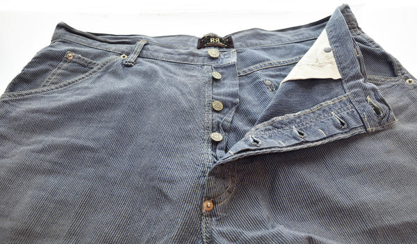 ダブルアールエル RRL ボタンフライ ラルフローレン ヒッコリー 90's ペインターパンツ 三つ星 タグ ボトムスその他 マルチカラー 34/32 103MB-594