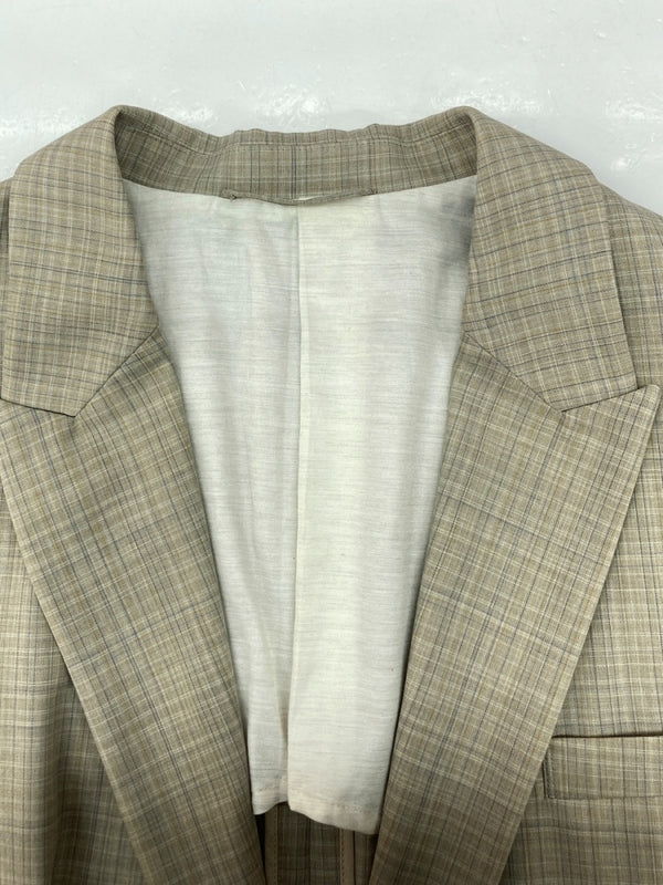 ヨーク YOKE 21SS SIDE OPEN COUBLE-BREASTED JACKET サイドオープン ジップ ジャケット テーラード ファスナー 薄茶 YK21SS0193J サイズ 2 ジャケット チェック ベージュ 104MT-959