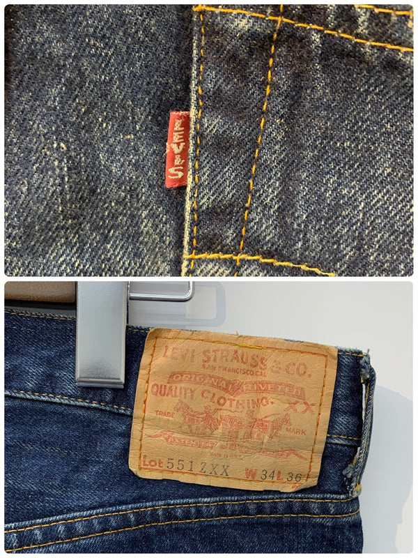 【曜日割引対象外】 リーバイス Levi's 90's 551ZXX USA製 赤耳 ビッグE バレンシア製 555 復刻 デニム ブルー W34 L36サイズ 201MB-769 VB