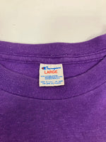 チャンピオン Champion 80's 80年代 トリコタグ カレッジロゴ EVANSVILLE エバンズビル大学 2段プリント  VINTAGE ヴィンテージ Tシャツ パープル Lサイズ 101MT-4750