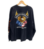 US US古着 00’s   スカルフレイム ドクロ モーターサイクル エンジン イーグル フレイム ファイヤーパターン 袖プリント 両面プリント VINTAGE ヴィンテージ - ロンT ブラック 101MT-4569