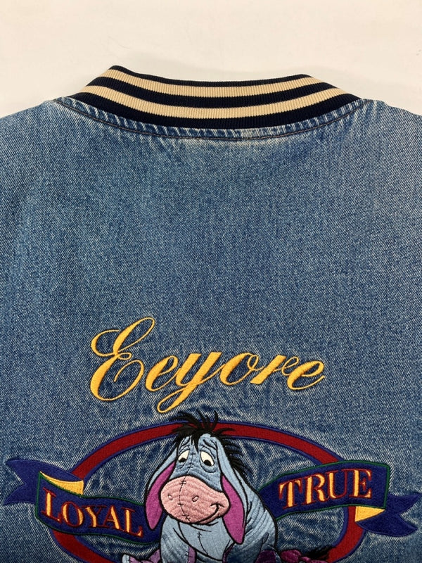 ヴィンテージ vintage Disney ディズニー STADIUM JACKET スタジアム ジャケット スタジャン イーヨー デニム ボタン アウター 刺繍 インディゴ 青 ジャケット キャラクター ブルー 2XLサイズ 104MT-1798